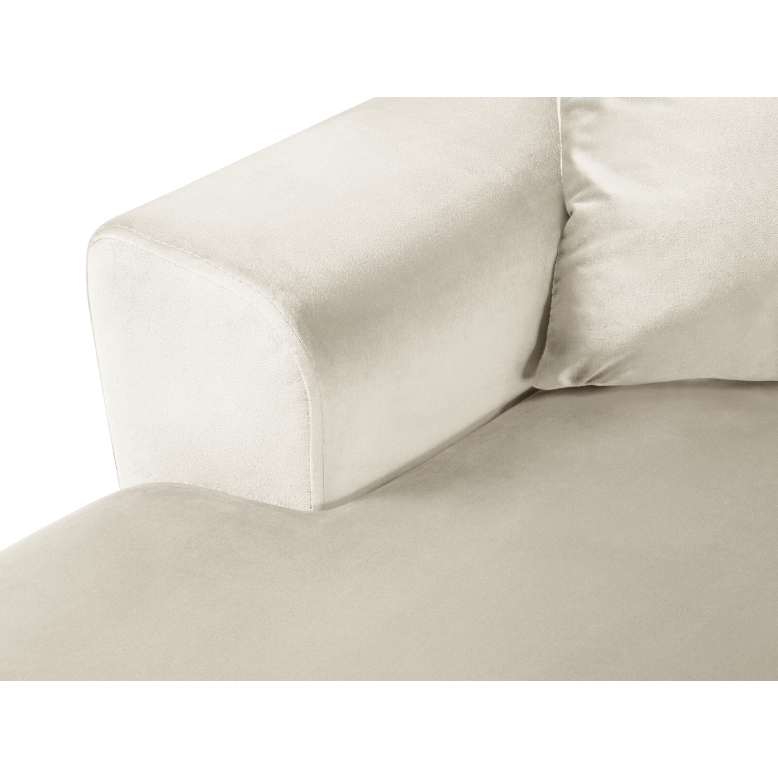 Canapé droit panoramique convertible avec coffre de rangement "Kyoto" 7 places en velours beige clair