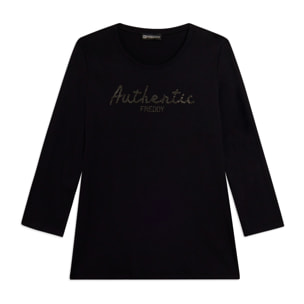 T-shirt manica 3/4 "Authentic" con logo FREDDY in strass