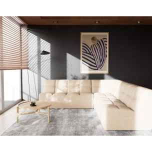 Alya - canapé modulable d'angle réversible 5 places en simili - Beige