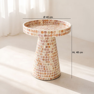 Table d'appoint en coquille de capiz rose ELORA