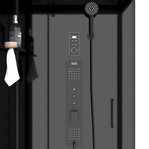 Cabine de douche Carrée Hydro 90x90x218 cm - Porte Pivotante - Fond & Profilés Noir Mat