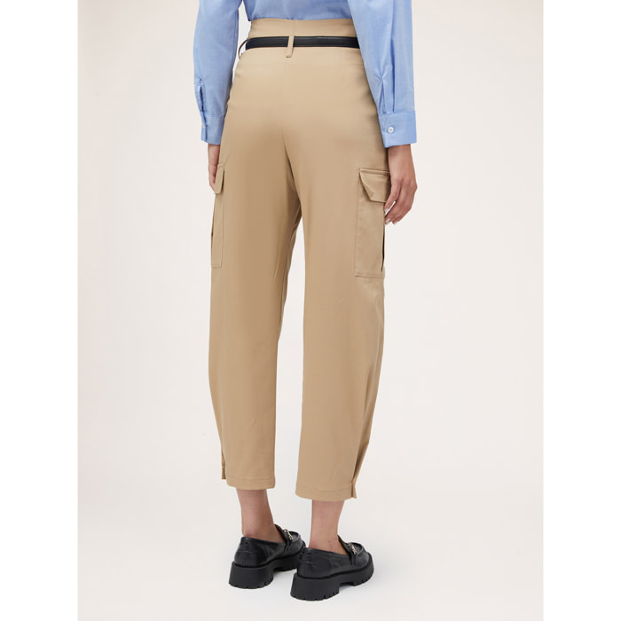 Motivi - Pantalón cargo con pliegues - Beige