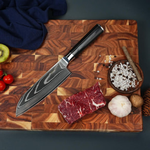 Couteau santoku noir damas   avec étui - "Core"