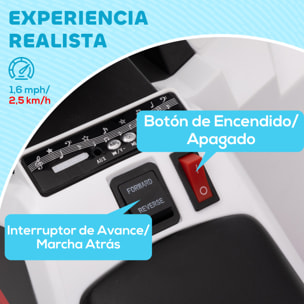 Quad Eléctrico para Niños 6V, Quad para Niños de 18-36 Meses con Avance y Retroceso, Velocidad de 2,5 km/h, Blanco