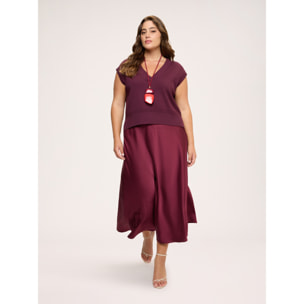 Fiorella Rubino - Gilet in maglia fine con scollo a V - Bordeaux