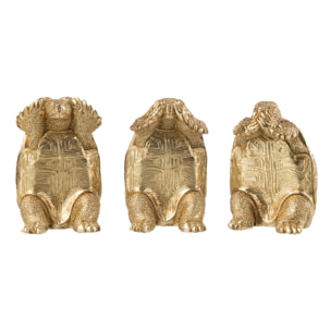 J-Line figurine Tortue Voir/Entendre/Se Taire - polyrésine - or - 3 pièces