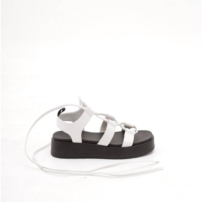 SANDALO FLATFORM SCHIAVA CHOCOLA' BIANCO