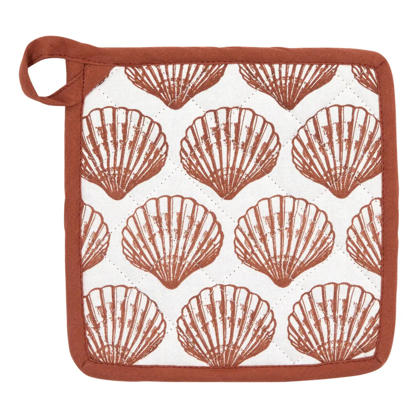 Gant et manique Oceania terracotta imprimé coquillage
