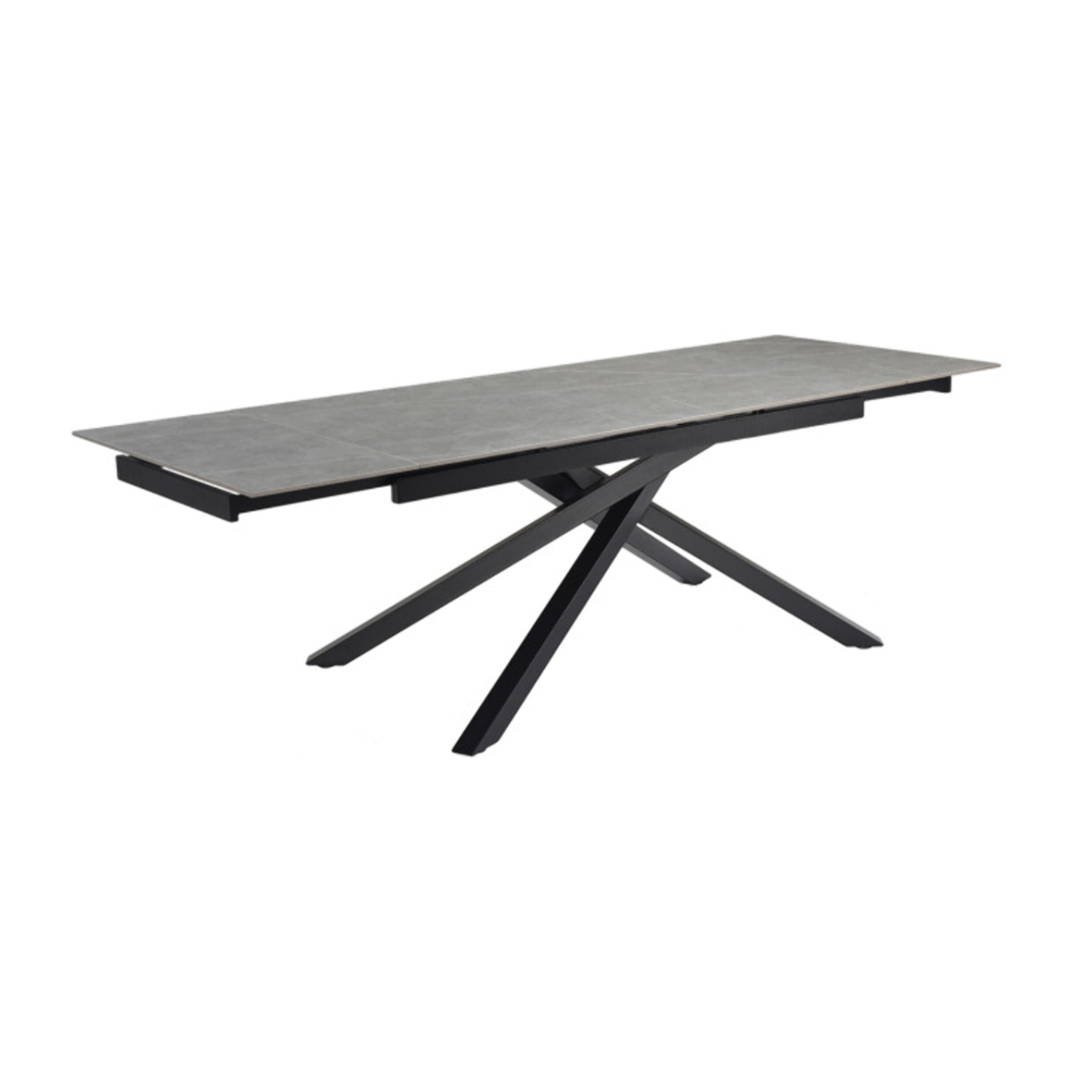 Table extensible céramique gris laqué 180/260cm - 8 piètements - UNIK