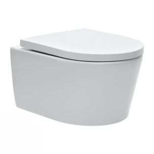 Pack WC sans bride SAT, fixations invisibles + Abattant softclose + Bâti support Geberit UP100 + Plaque blanche