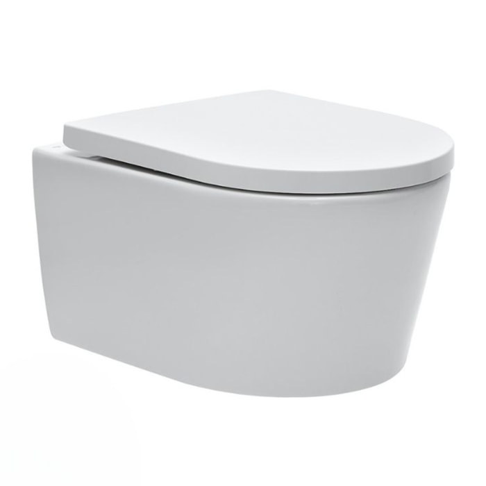 Pack WC sans bride SAT, fixations invisibles + Abattant softclose + Bâti support Geberit UP100 + Plaque blanche