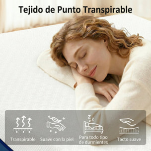 Colchón 190x90 cm, Grosor 20 cm, Colchón Viscoelástico con Té Verde, Firmeza Media, Cama Refrescante con Espuma de Gel y Funda Lavable, Certificado Oeko-Tex, Enrollable en Caja