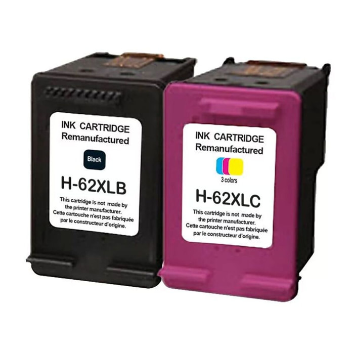 Cartouche ESSENTIELB Pack Compatible H62 XL (Noir + 3 Couleurs Haute Capacité)