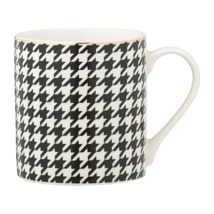 J-Line tasse Pied-Poule - porcelaine - blanc/noir