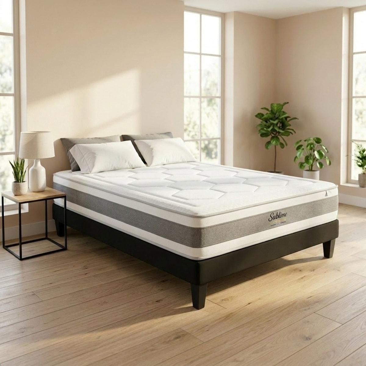 Matelas Sublime, 22 cm, Mémoire de Forme et Mousse Haute Densité, Soutien Mi-Ferme, Déhoussable, Fabrication Française