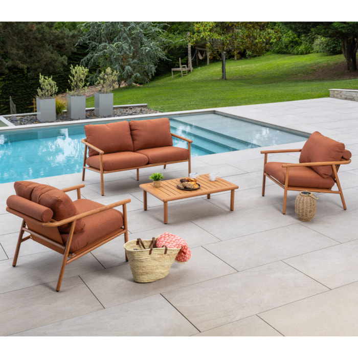 Salon de jardin en aluminium - 4 places - terracotta - ARIZONA