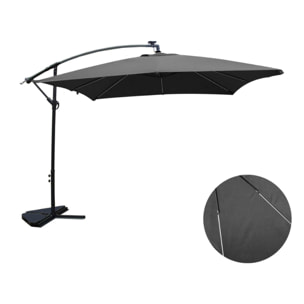 Parasol Néon LED déporté 3x3m gris DAVAGNA