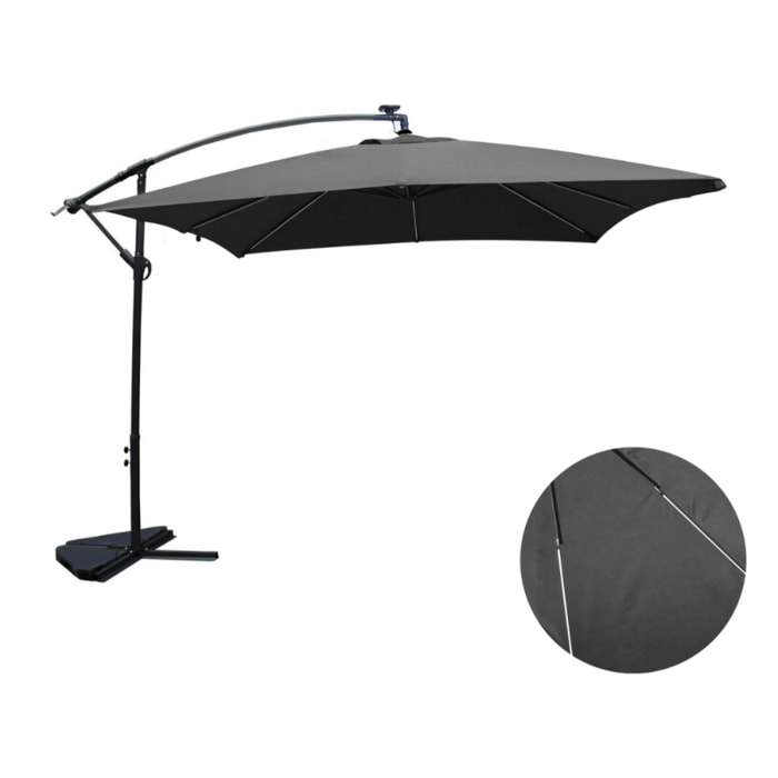 Parasol Néon LED déporté 3x3m gris DAVAGNA