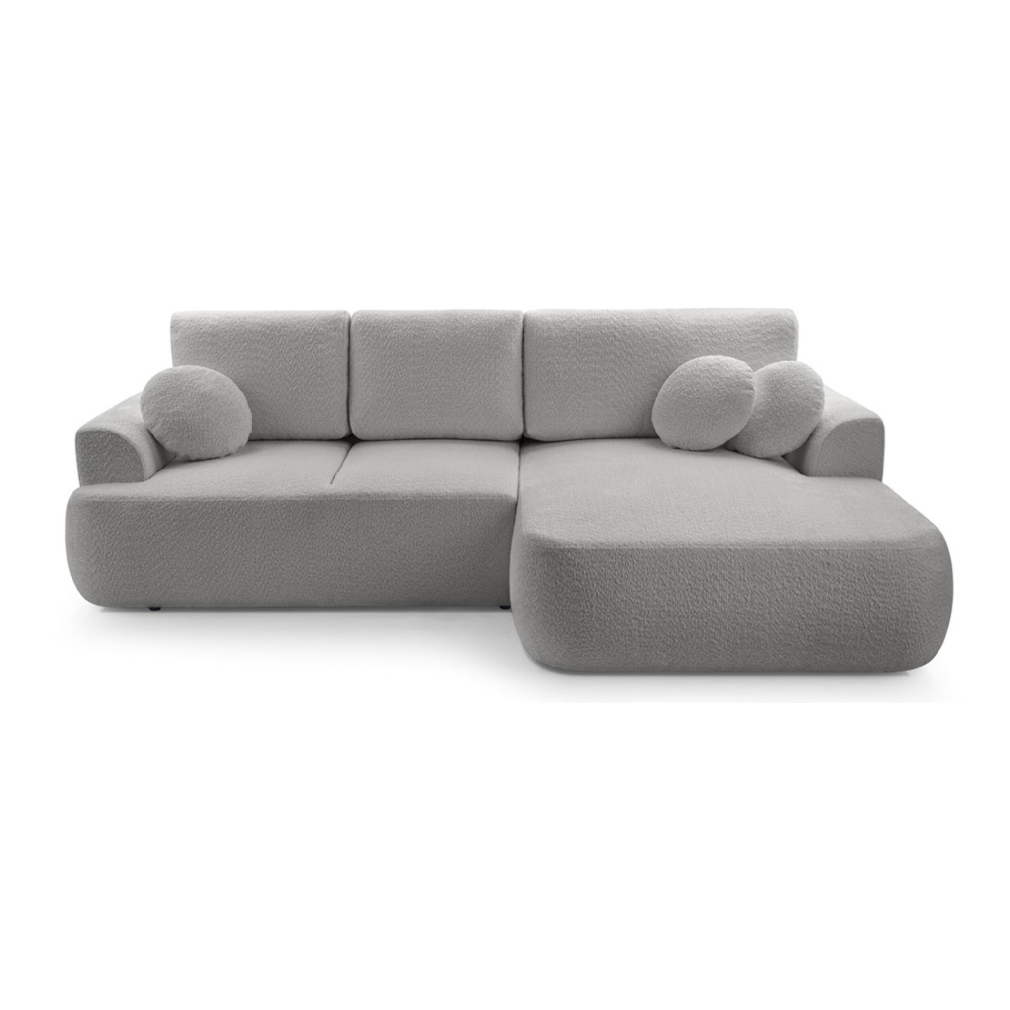 Candela - canapé d'angle droit 4 places - convertible avec coffre - en tissu bouclette - Gris