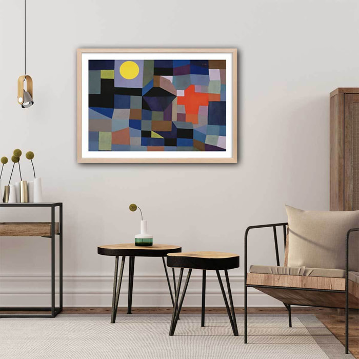 Poster Feu par pleine lune par Paul Klee Affiche sous cadre bois