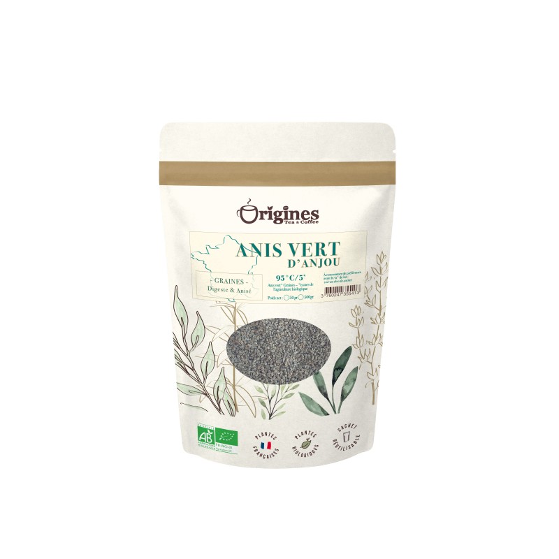 Anis Vert d'Anjou - Anis vert d'Anjou - Plantes naturelles Bio françaises - Sachet 50g