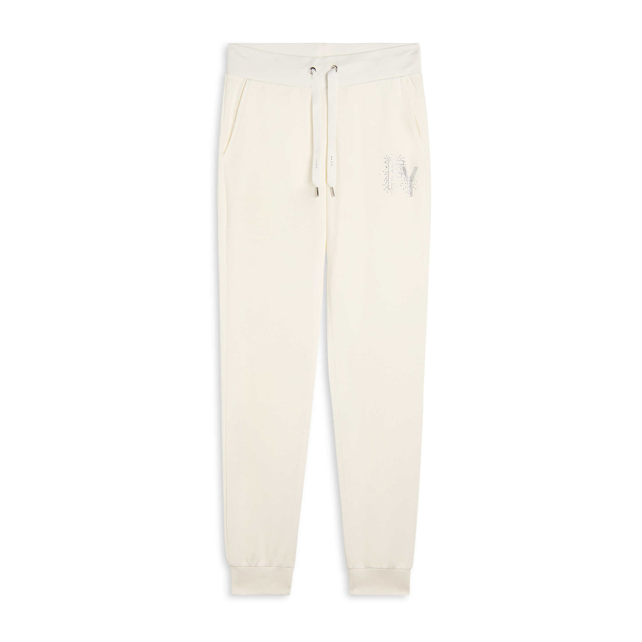 Pantaloni Sportivi con Polsini in Costina e Strass