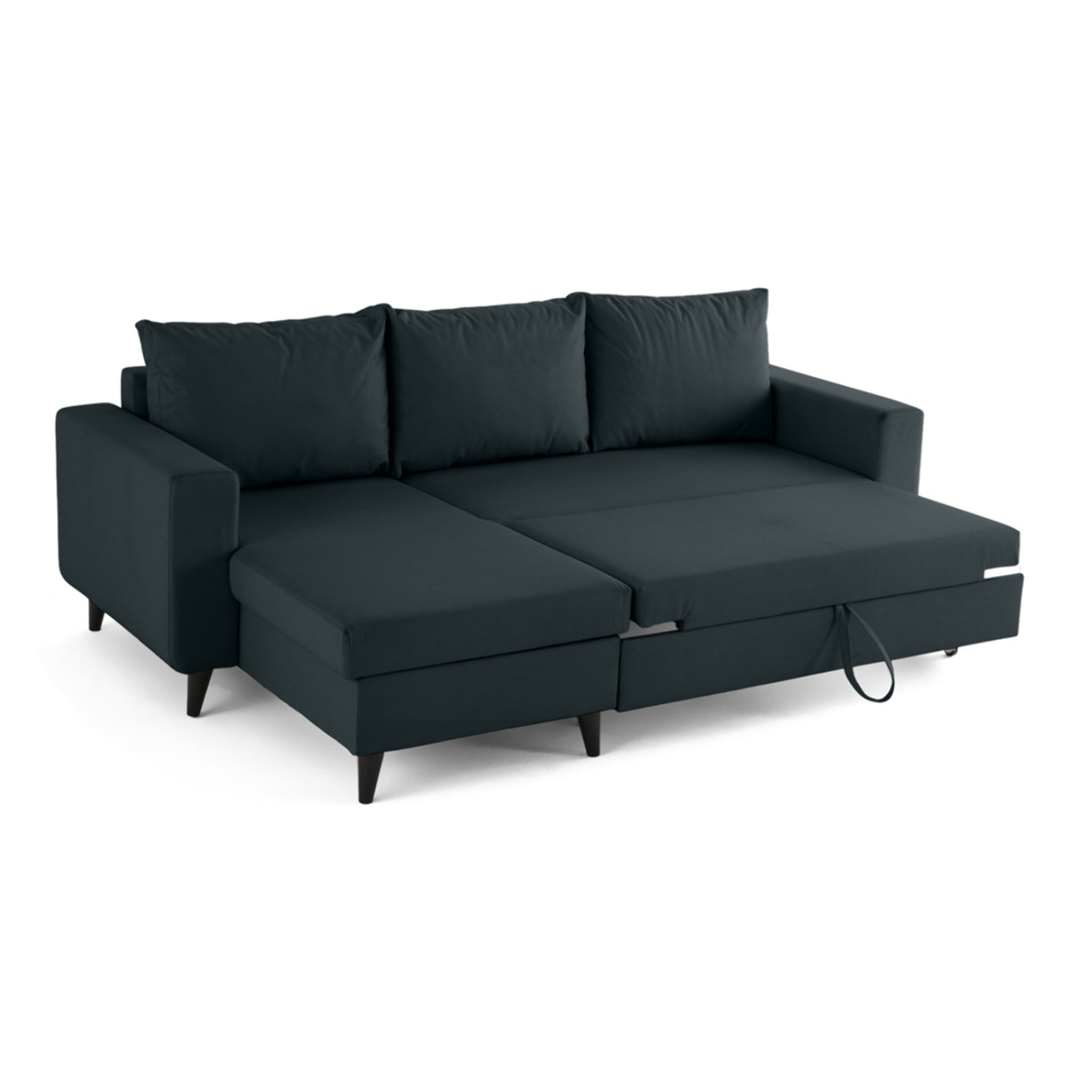 Nordic - canapé d'angle réversible 4 places - convertible avec coffre - en simili - Gris Anthracite