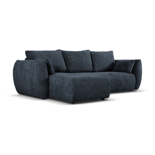 Canapé d'angle gauche convertible avec coffre de rangement "Matera" 4 places en chenille bleu roi