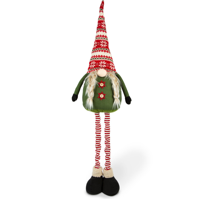 Gnomo con trecce e gambe estendibili Excelsa – Gnomo, Poliestere multicolore