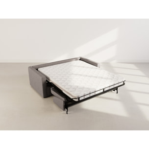 Julia - canapé lit 3 places convertible express couchage quotidien 140 cm matelas 14 cm en tissu - Gris