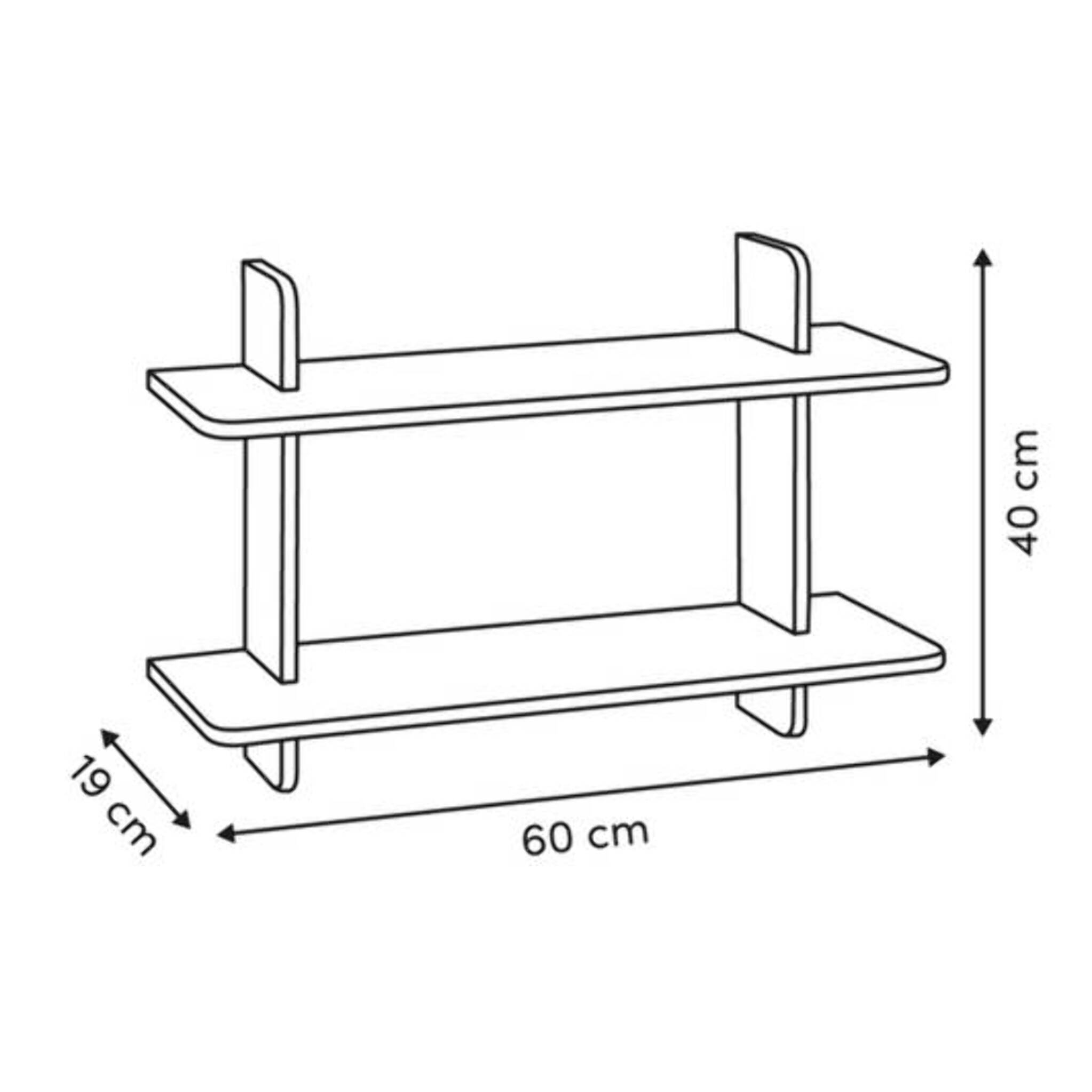 Étagère murale 2 niveaux Fixy 19x60cm blanc