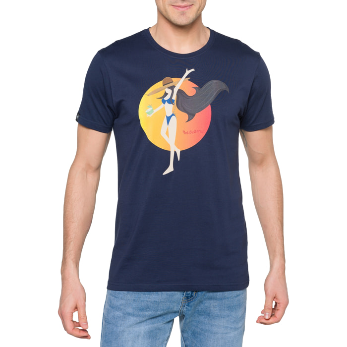 T-shirt in cotone 150 gr Tangerine Hot Buttered Blu navy.
