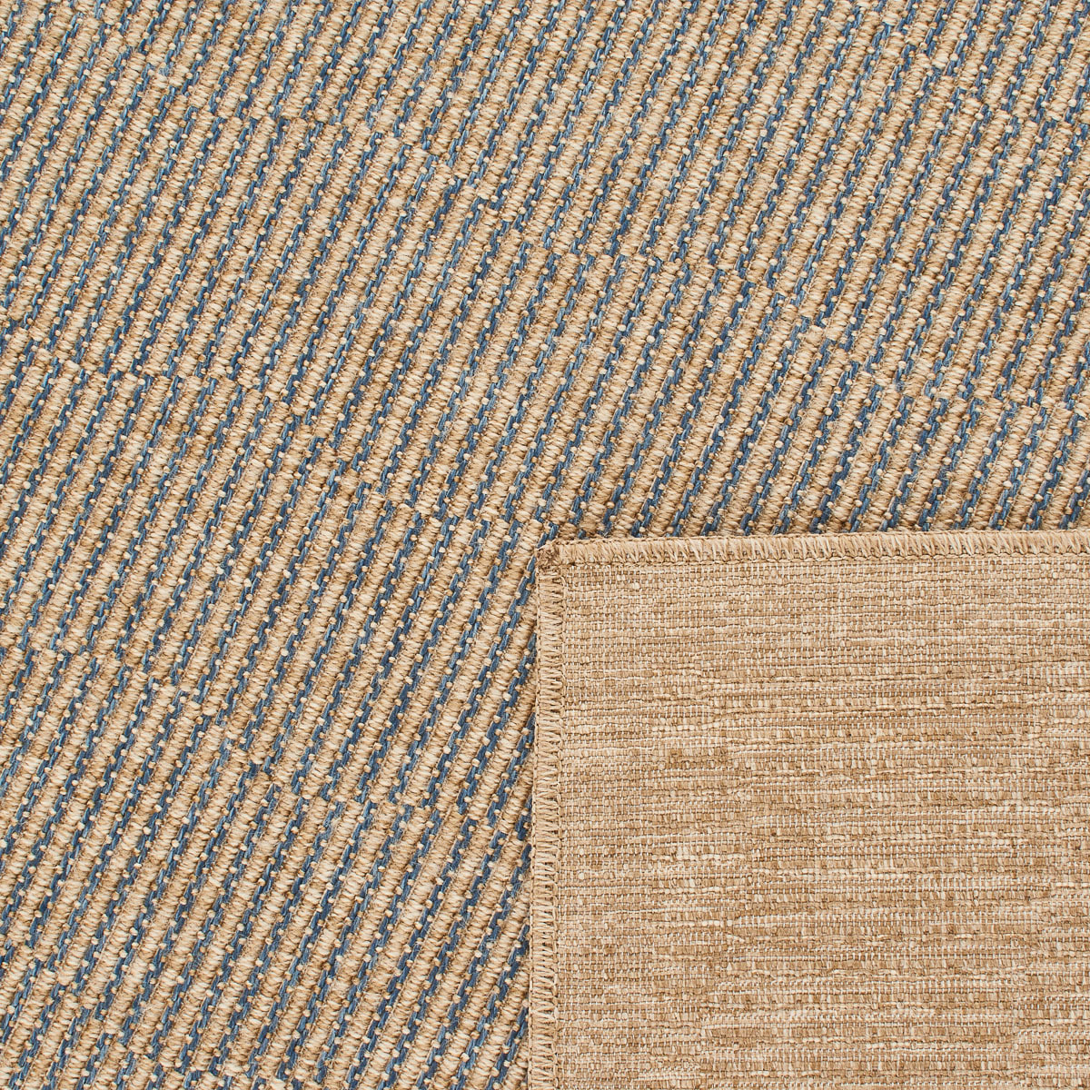 Tapis effet jute motif bleu