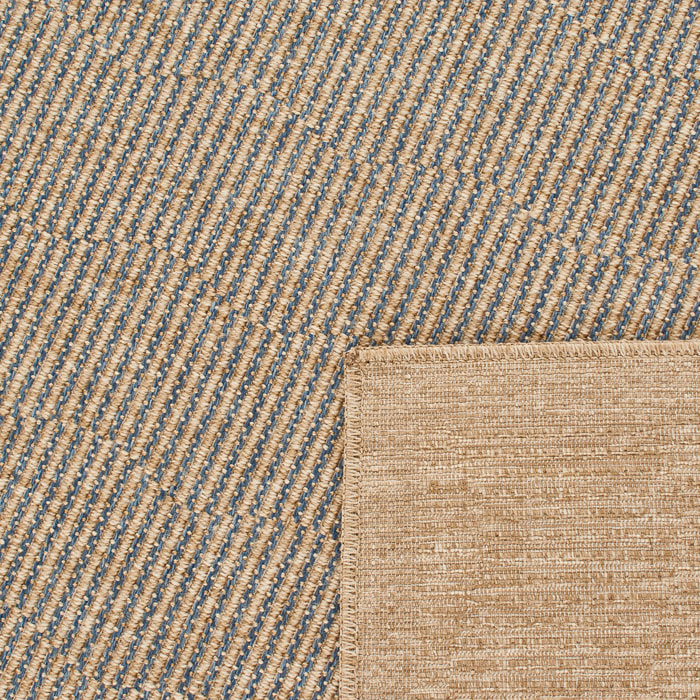 Tapis effet jute motif bleu