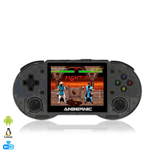 DAM Consola emulador multiplataforma RG353P. 3,5" IPS; Quad Core 1,8GHz, 16GB+128GB. Android 11 + Linux. WiFi. +22.000 juegos. 17,4x2x8,1 Cm. Color: Negro