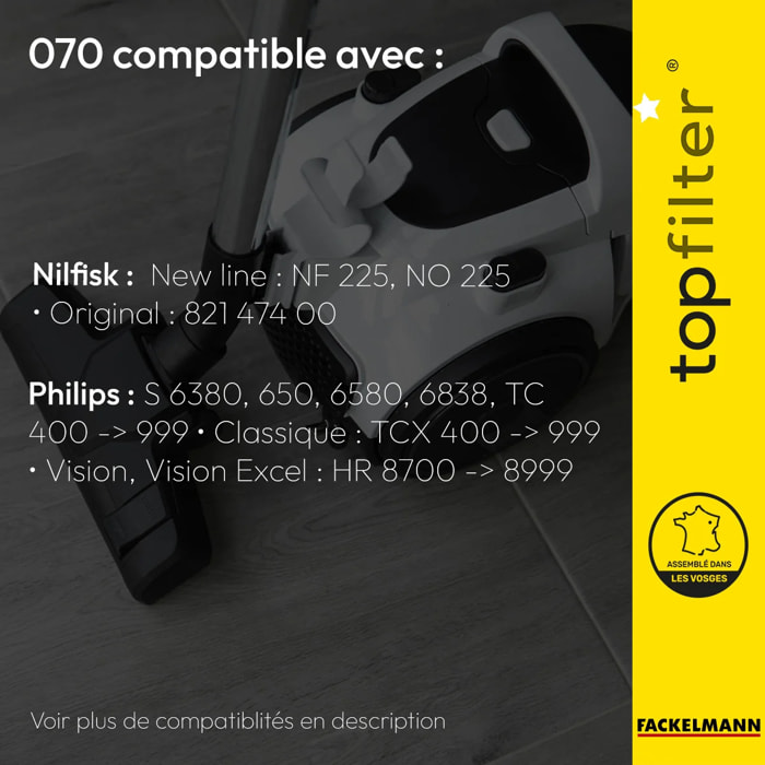 Lot de 4 packs de 4 sacs aspirateur 64070 Philips TopFilter Premium