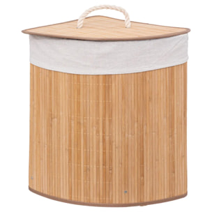 Panier à linge d'angle bambou 48L