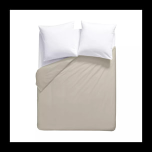 Housse de couette percale de coton uni beige La percale francaise lin
