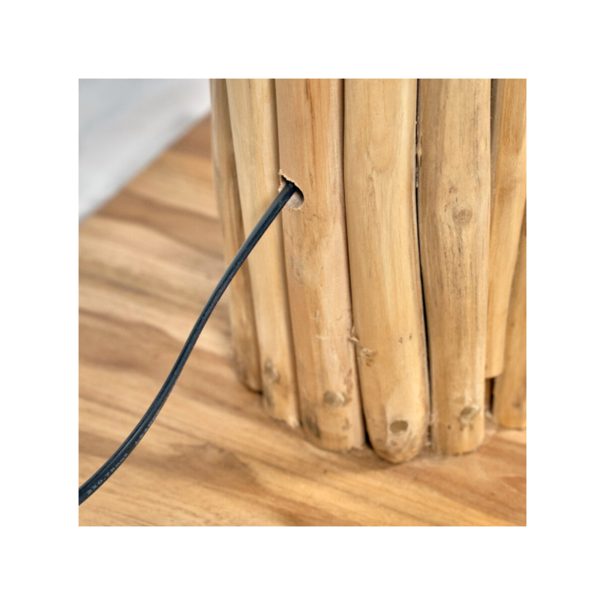 Lampadaire H171 cm morceaux de teck exotique naturel assemblés - TOBY