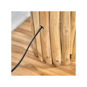 Lampadaire H171 cm morceaux de teck exotique naturel assemblés - TOBY