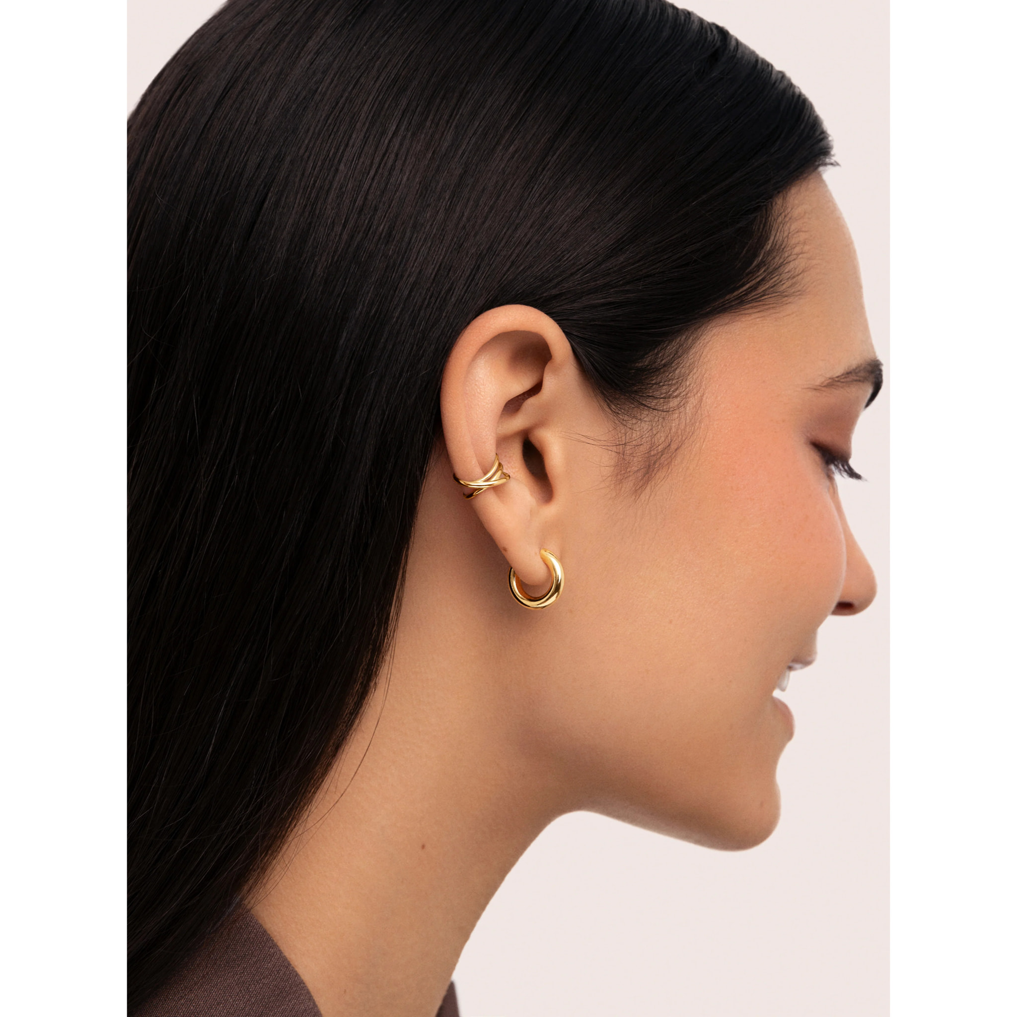 Orecchino Ear Cuff Triple Cross Placcato Oro