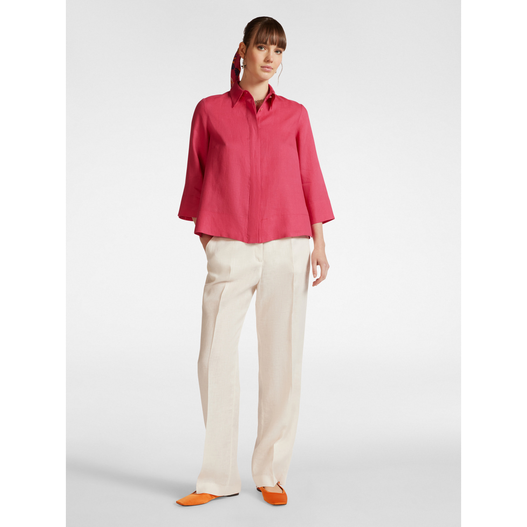 Elena Mirò - Camisa holgada de lino - Rojo