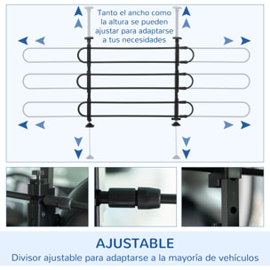 Barrera Protectora de Coche para Perros Ajustable 89-150x9x76-124 cm Rejilla Separadora para Maletero Coche Universal Reja de Seguridad de Acero Negro