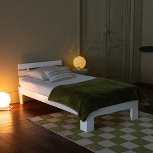 Lit en bois avec tête de lit 90x190cm blanc FINN