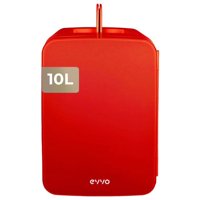 Nevera Mini EVVO F10 Rojo, 10 L, Enfría y Calienta, Silenciosa y Portátil
