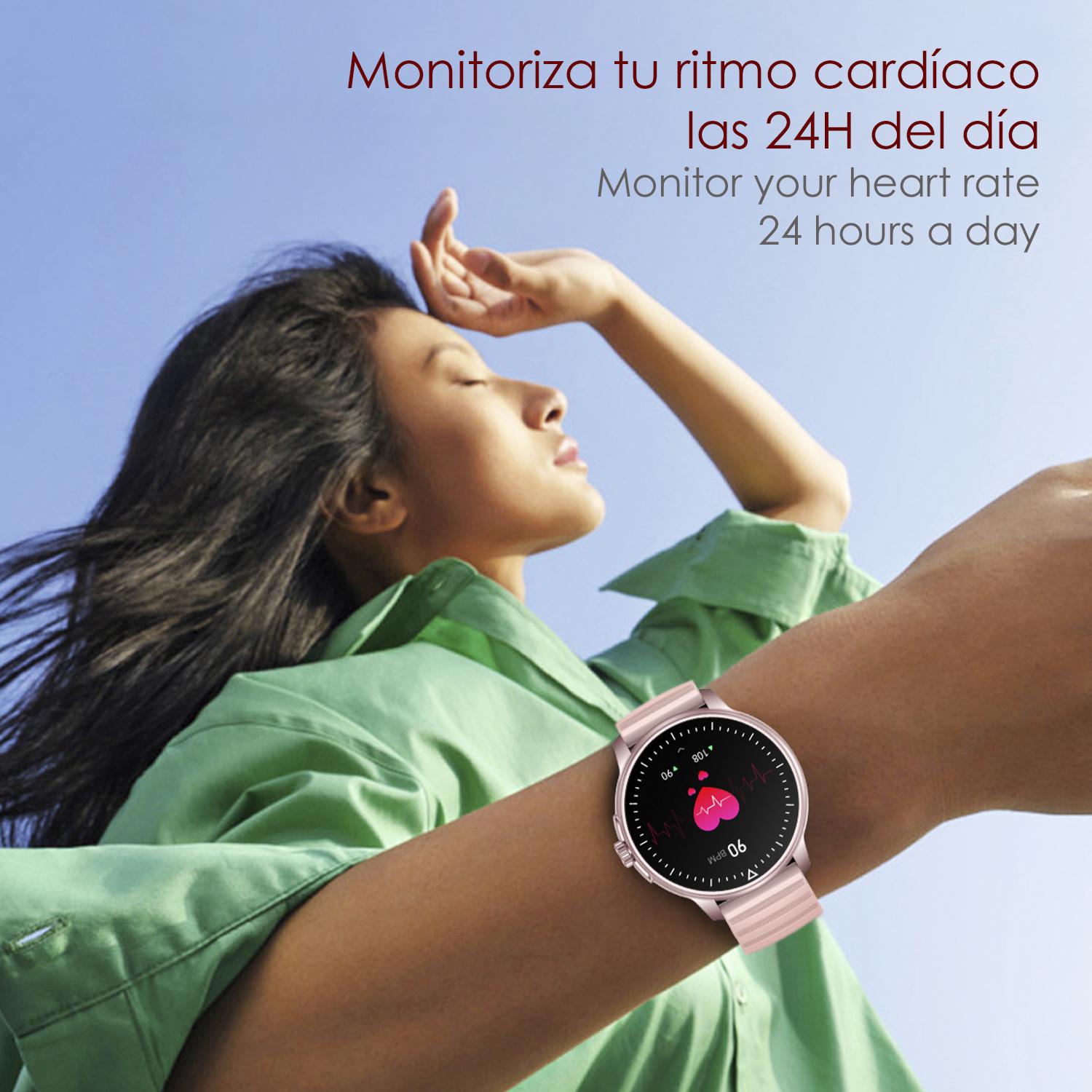 DAM Smartwatch ZW45 con notificaciones de Apps, llamadas Bluetooth. Monitor de tensión y oxígeno en sangre. Corona multifunción. 4,9x1,1x4,7 Cm. Color: Azul