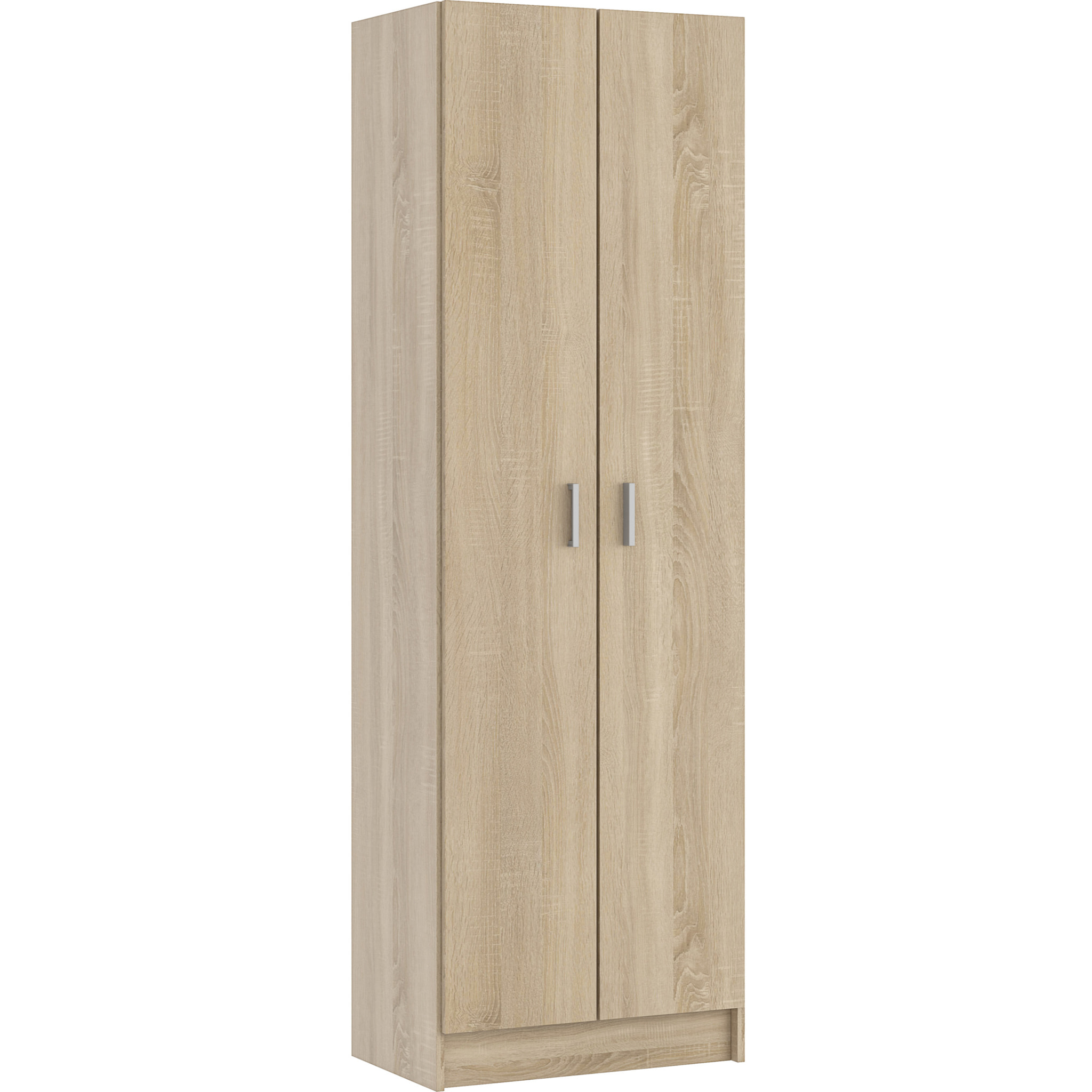 Armadio Armadietto Multiuso A Colonna Alphabet con 2 Ante e 8 Ripiani Ingresso Camera da Letto 59 x 37 x 180 Cm Colore Rovere Chiaro