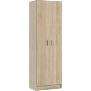 Armadio Armadietto Multiuso A Colonna Alphabet con 2 Ante e 8 Ripiani Ingresso Camera da Letto 59 x 37 x 180 Cm Colore Rovere Chiaro