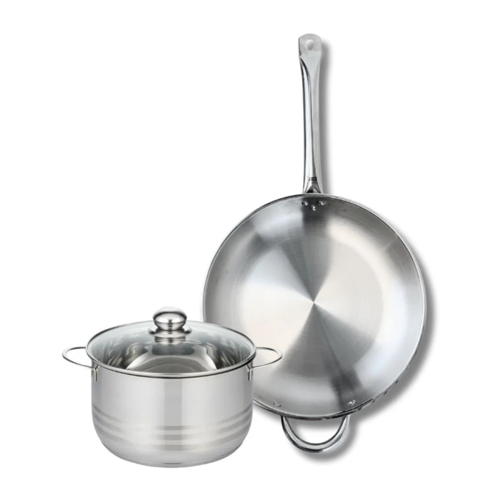 Ensemble de 1 Poêle de cuisson 32 cm et 1 faitout 20 cm Elo Profi Brillant