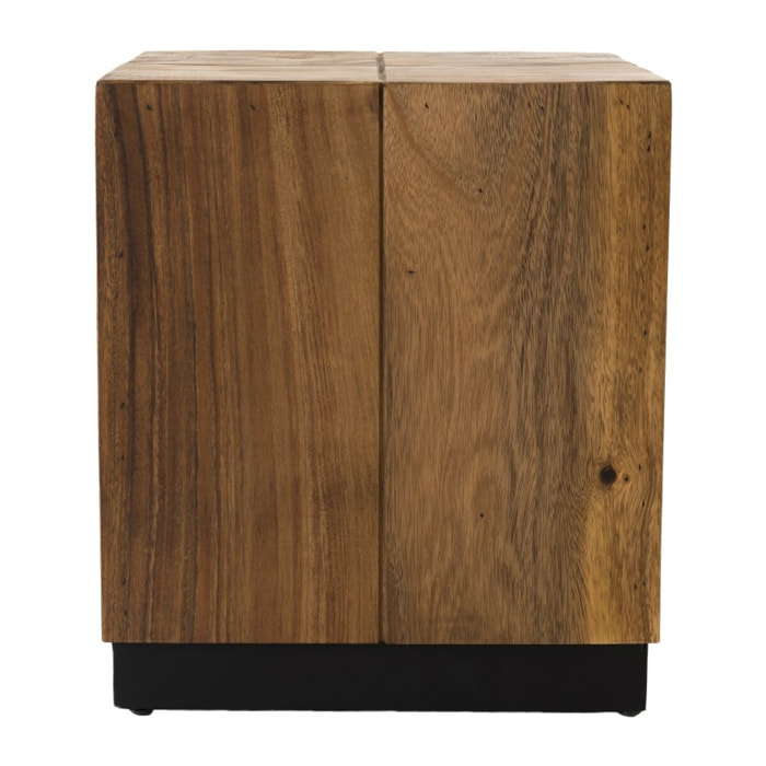 SAM - Table d'appoint carrée 38x38cm bois Suar piètement noir